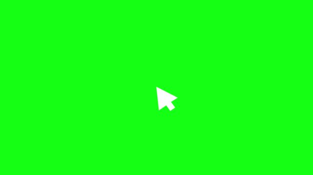 Mouse cursor click animation on green screen background. mouse cursor arrow icon for digital interface.Motion graphic 4k animation video.