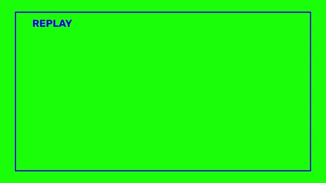 Video camera replay screen animation on a green screen background in HD. Ideal for video editing, cinematic overlays, Vertical VHS Replay concept video on transparent background.