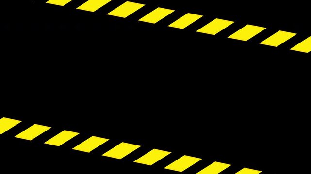 Animated police line warning tape over black background