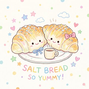 cute croissant salt bread