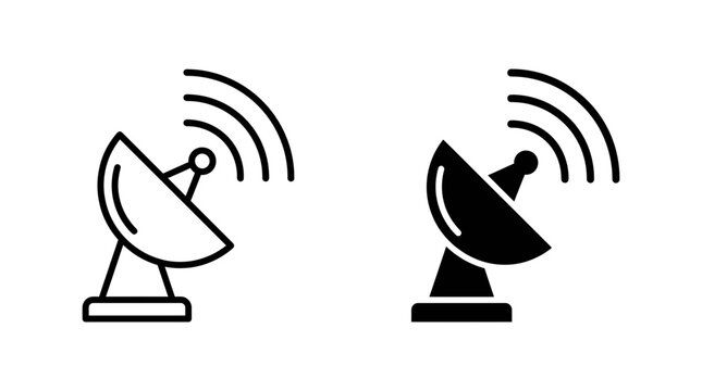 Radar dish icon in outline and solid style. Vector illustration