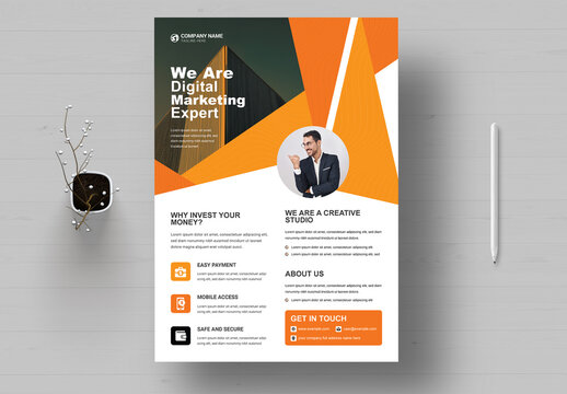 Business Flyer Layout with Colorful Accents