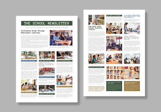 School Newsletter Template with Educational Articles