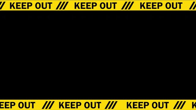 Yellow police line warning tape framing a black background