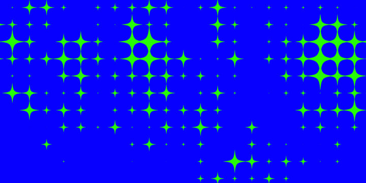 Neon green blue bitmap pixel texture. Dotted dither gradient pattern background. 8 bit halftone faded pop art gradation wallpaper. Vector vanishing raster video arcade game backdrop for banner, poster