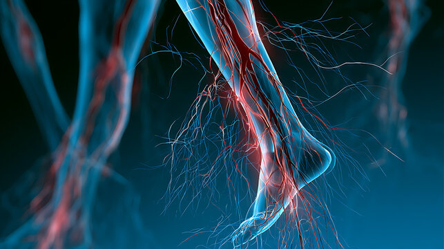 Varicose veins. Medical illustration of the consequences of varicose veins.