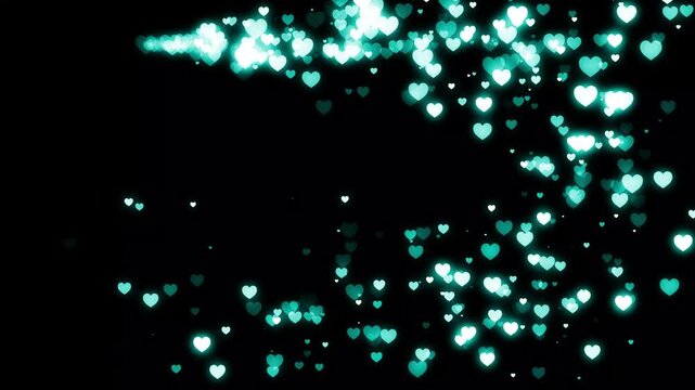 Blue glowing heart particle animation, magical glitter trail with twinkling stars, romantic love sparkles, fairy dust shimmer, wedding valentine overlay and seamless loop 4k