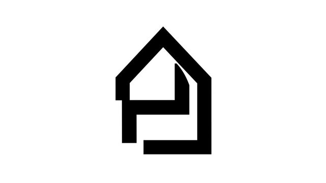 Animated House Real Estate Home Logo Symbol Motion Graphic on Isolated White Background for Property Business Construction and Architecture Design