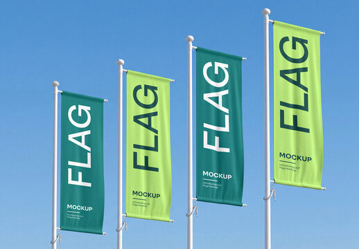 Outdoor Flag Banner Mockup Set