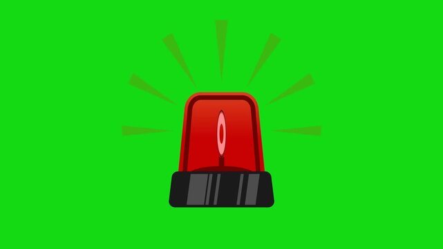 emergency warning alert light animation on green screen 