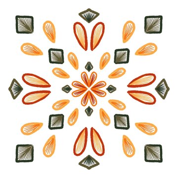 hand drawn orange ornamental seamless pattern
