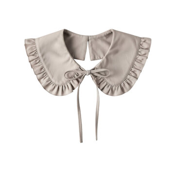 Elegant cream ruffled peter pan collar with ribbon tie isolated on transparent background