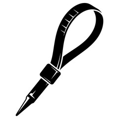 Naklejka premium Black and white of a plastic zip tie or cable tie fastener, isolated on a white background, for industrial applications