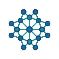 Obraz premium Blue network node icon representing connectivity and data.