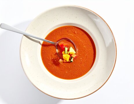 Tropical Gazpacho Soup with Mango and Cucumber Topping