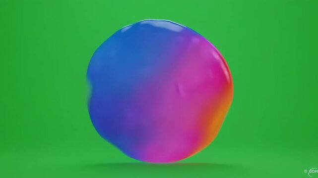Abstract amorphous fluid blob with vibrant gradient color transitions in studio lighting