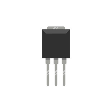 Black TO-220 transistor electronic component icon.