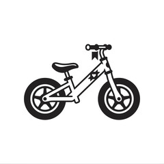 Fototapeta premium Black and white kids balance bike icon.