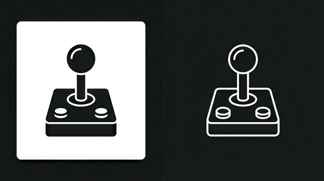 Classic arcade joystick icons in two different styles.