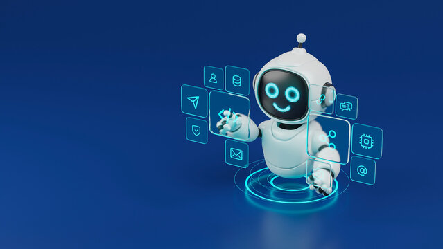 AI agent robot workflow automation orchestrator artificial intelligence data coding icon flow process assistant technology futuristic 3d rendering.