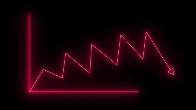 Bright red neon l shape on dark background