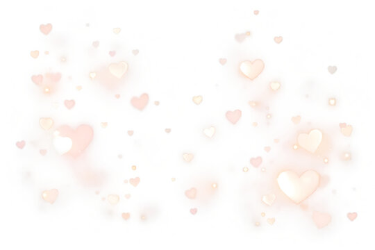 Dreamy Glowing Heart Shaped Bokeh Light Overlay Isolated on Transparent Background Romantic Decorative Effect 16K