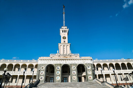 Severny Rechnoy Vokzal in Moscow on a clear sunny day. Sights of Russia, World tourism.