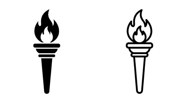 Flaming torch icons in two graphic styles