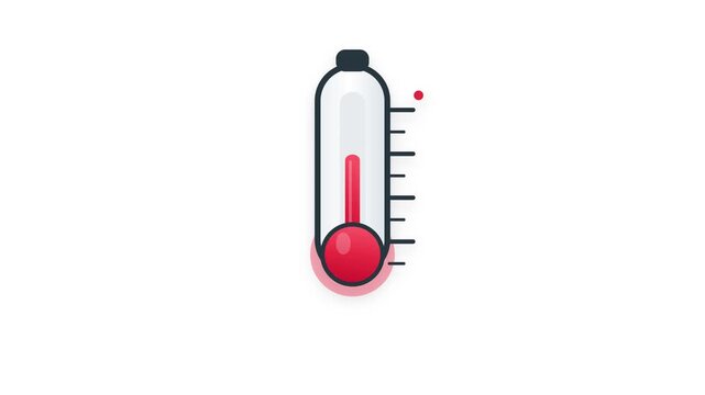 Digital thermometer graphic displays rising heat levels in this minimalist flat design motion video clip