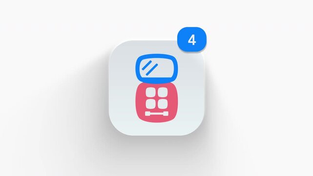 Makeup palette app icon featuring animated notification badge with counter 1 to 99, dynamic shadow effect, minimalist eyeshadow palette color case beauty concept, on white background. 