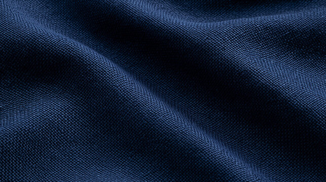 Navy Blue Knitted Fabric Texture with Soft Folds