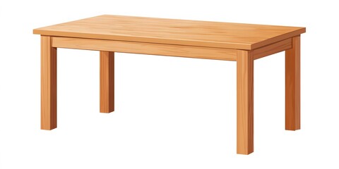 Fototapeta premium Wooden table with four legs and a light natural finish shown against white background
