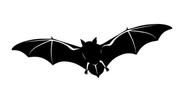 Halloween Flying bat silhouette vector icon set. Halloween symbol and creepy creature. Minimal black bat shape. Mammal illustration for spooky design. isolated on White Background vector