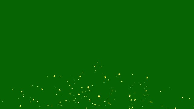 Colorful foil confetti flying across the frame on green screen background, multicolor decoration effect, realistic party celebration with shiny paper pieces bursting and drifting through the air. 4K