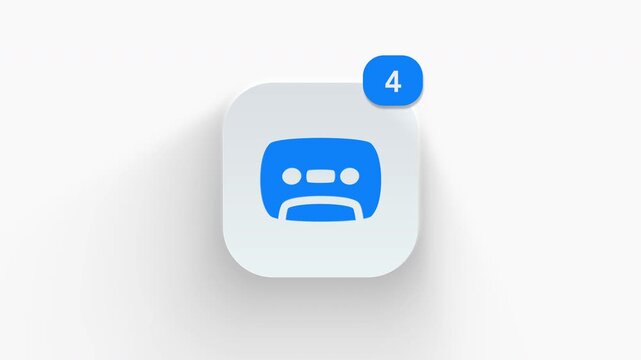 Cassette tape app icon featuring animated notification badge with counter 1 to 99, dynamic shadow effect, minimalist retro audio tape record mixtape concept, on white background. 