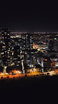 Cinematic drone footage of downtown Perth skyline during