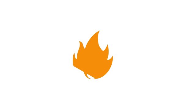 Animated Orange Fire Flame Icon Sliding Across Screen Motion Graphic for Energy Power and Speed Concept on White Background