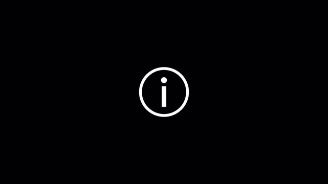 Information circle icon looping animation on transparent background, Info help ,info symbol, desk idea, desk support, user interface meta data button animation in 4K with Alpha Channel.  