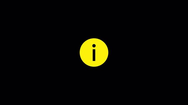 Information circle icon looping animation on transparent background, Info help ,info symbol, desk idea, desk support, user interface meta data button animation in 4K with Alpha Channel.  
