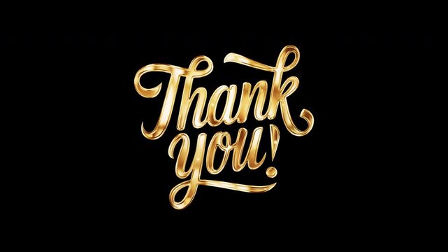 Animation text of Thank you gold glittering glitch text effect cinematic title on black abstract background. promote advertising concept isolate using QuickTime Alpha Channel proress44