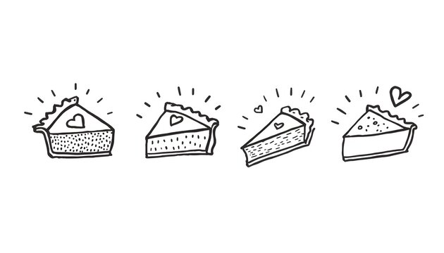 Hand drawn pie slices set