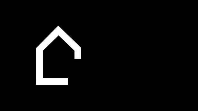 Animated House Real Estate Home Logo Symbol Motion Graphic Moving Across Screen on black Background for Property Business UI UX Design