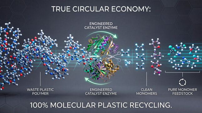 Chemical plastic recycling process shows steps in creating clean monomers from waste plastic