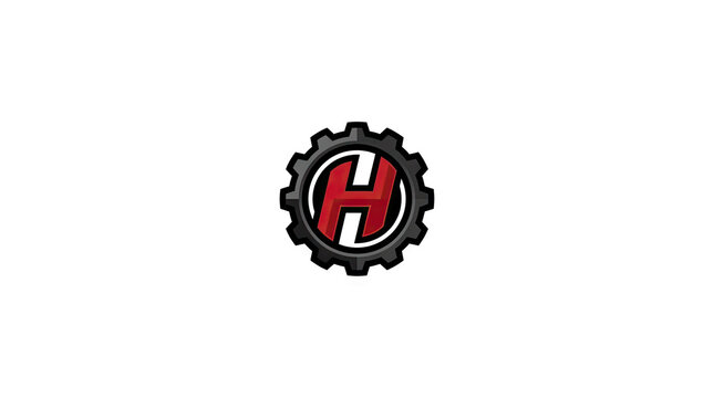 Modern letter H gear logo on white background.