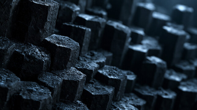 Dark Basalt Columns Geological Hexagonal Rock Formation Background
