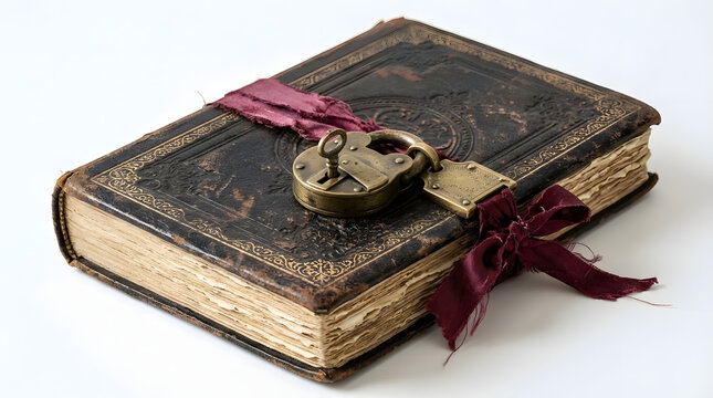 Ancient Locked Book with Metal Clasp