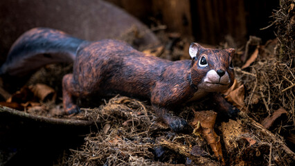 Fototapeta premium Squirrel ornament in an old shed