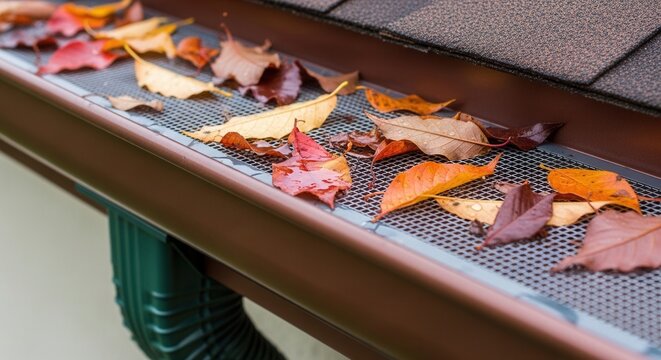 Autumn Leaves Clogging A Gutter Guard System