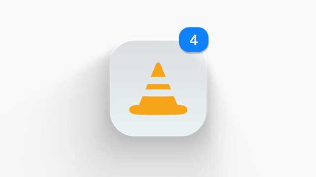 Bold 3D traffic cone icon with alert counter, built for roadwork notifications, hazard warnings, traffic control, and safety app alerts. 
