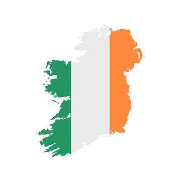 Map of ireland with national green white and orange flag colors in a simple flat design style Vector